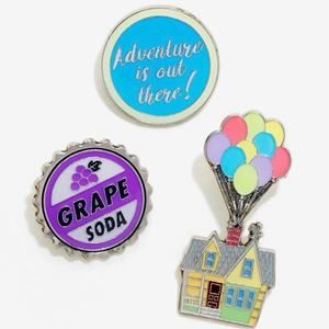 New loungefly boxlunch Disney Pixar Up Enamel Pin Set of 3 grape soda adventure